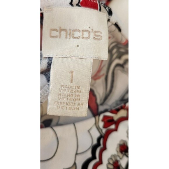 Chicos Womens Size 1‎ US 8 Shift Dress Stretch Paisley Knit Swing 3/4 Sleeves - Picture 9 of 11